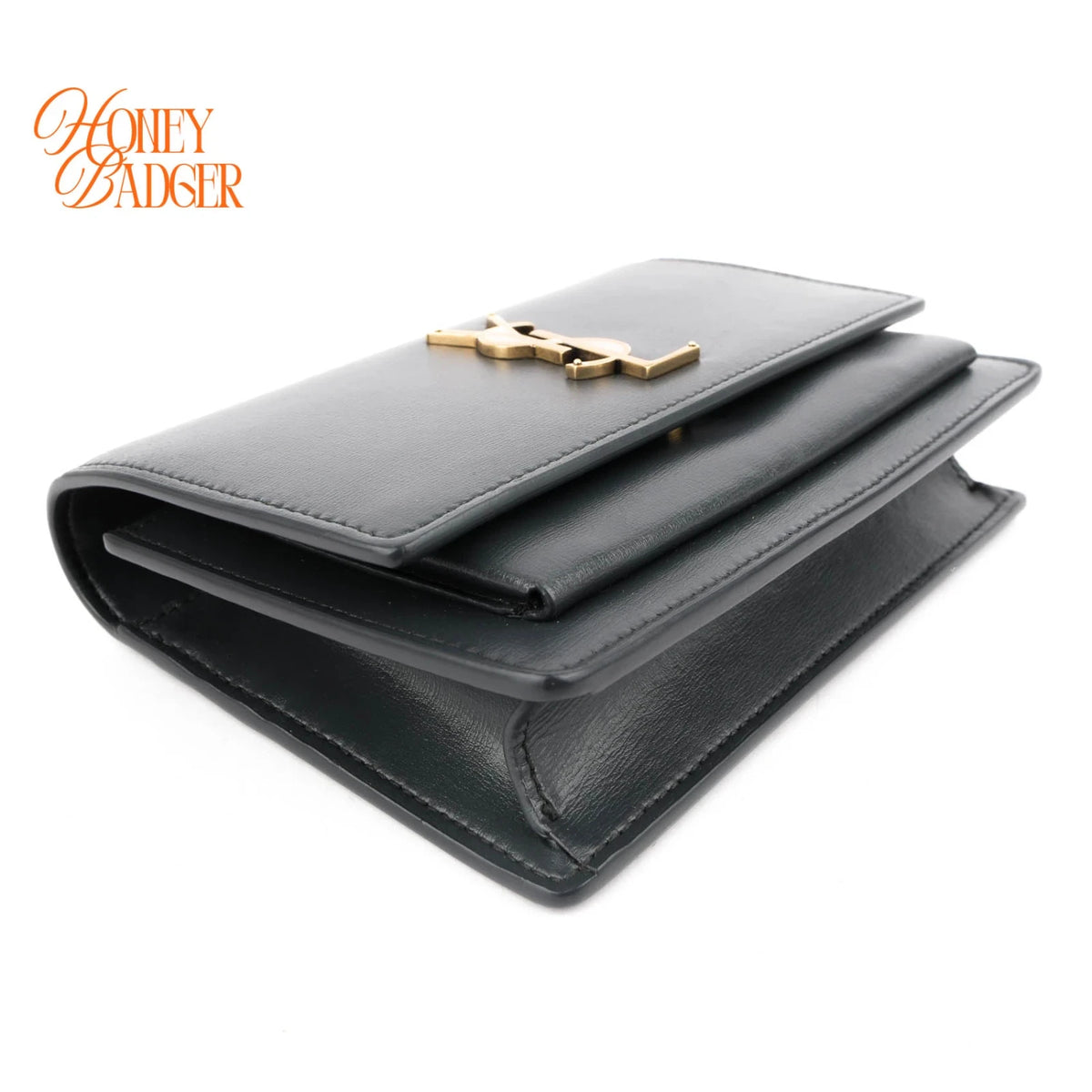Saint Laurent Top Handle Sunset Chain Wallet Smooth Leather Storm Gold Hardware Rank AB