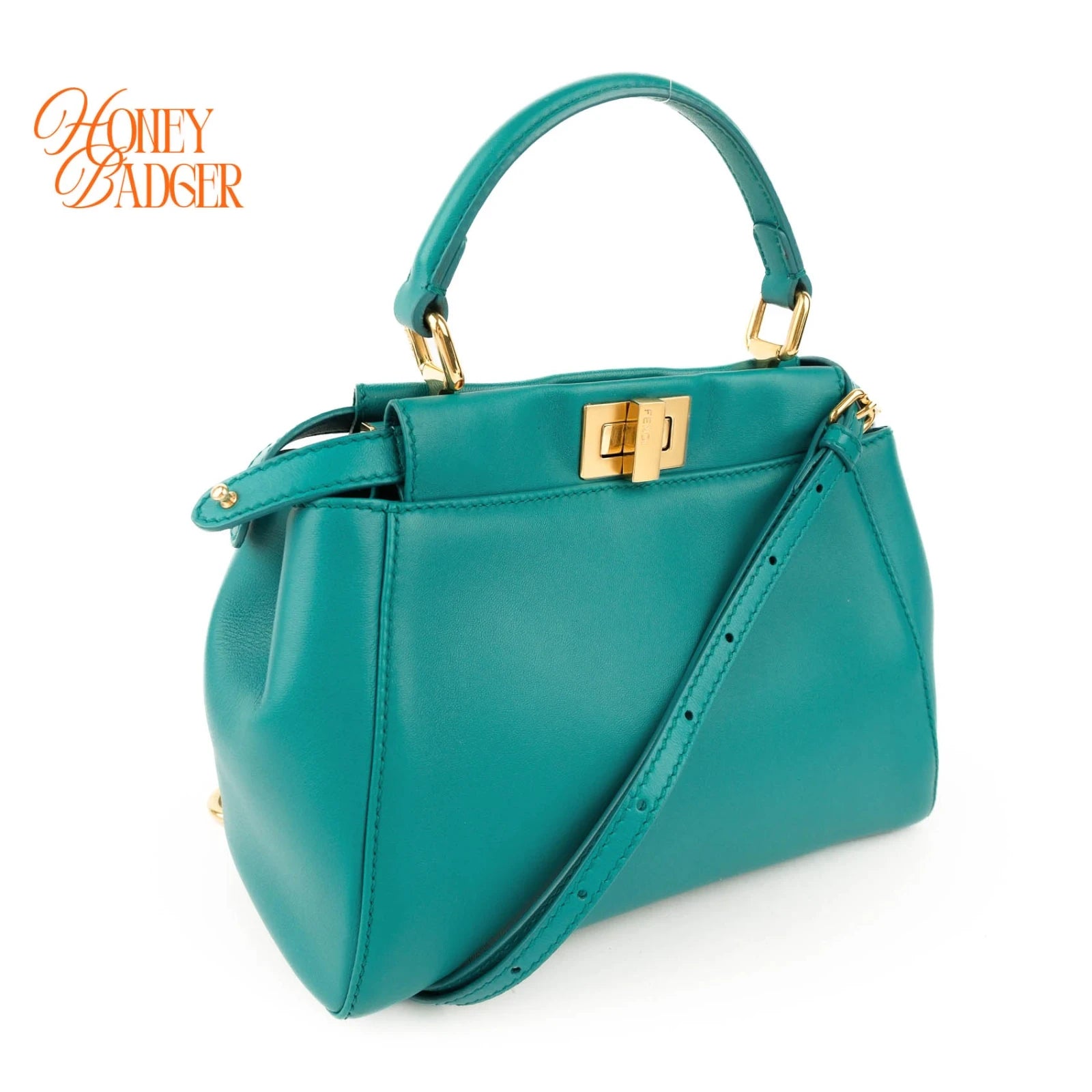 Fendi Peekaboo Iconic Mini Blue Leather 2WAY Shoulder Bag 8BN244