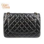 Chanel Classic Double Flap Jumbo 30 Lambskin Black Gold Hardware Rank AB