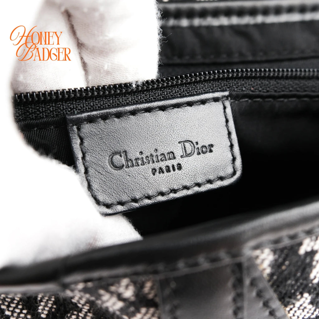 Dior Saddle Bag Trotter Canvas Black/Gray Rank A