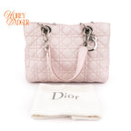 Dior Soft Small Shopping Tote Cannage Lambskin Light Pink Silver Hardware Rank AB