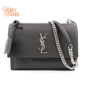 Saint Laurent Sunset Medium Grained Leather Grey Silver Hardware Rank A