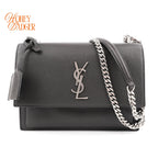 Saint Laurent Sunset Medium Grained Leather Grey Silver Hardware Rank A