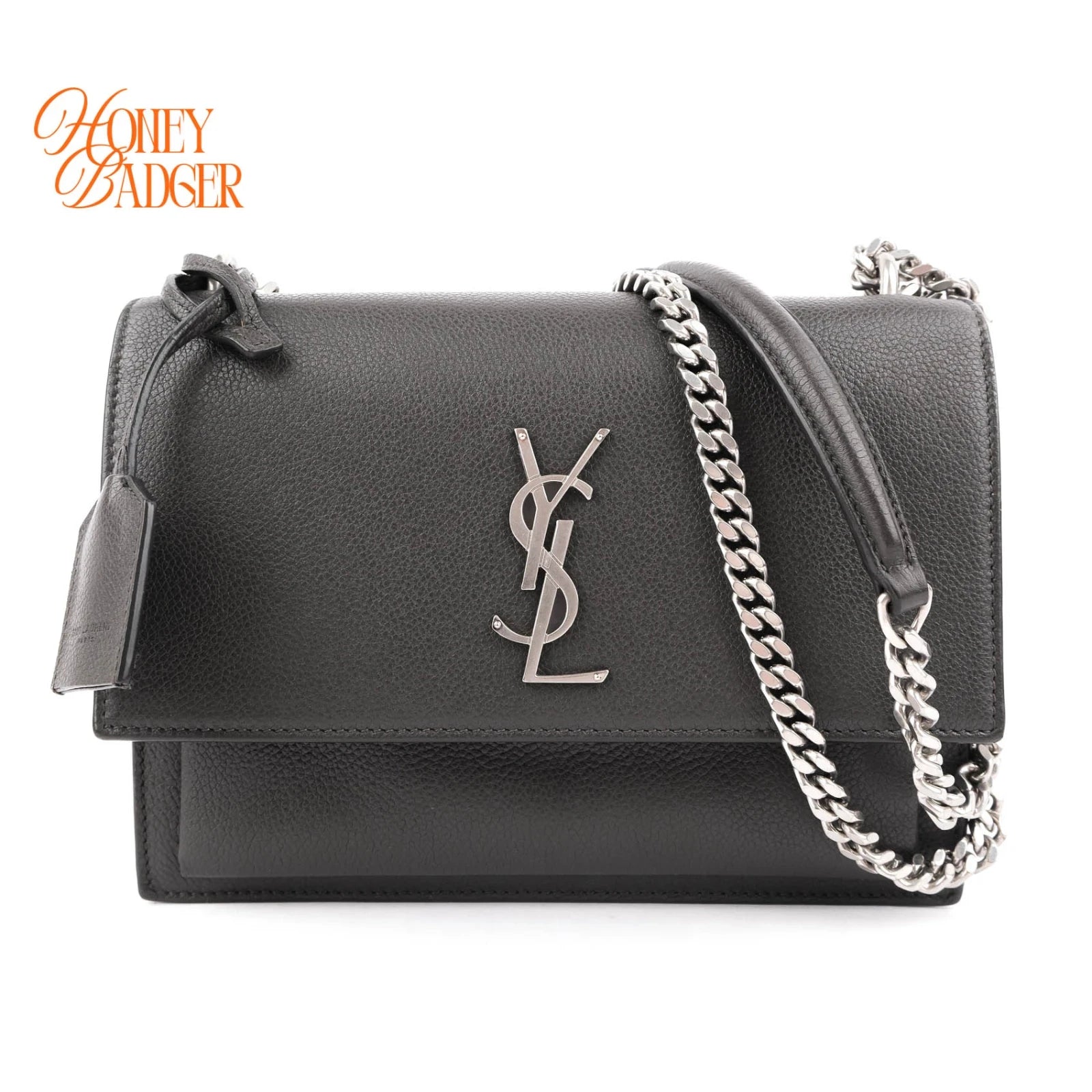 Saint Laurent Sunset Medium Grained Leather Grey Silver Hardware Rank A