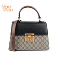 Gucci Padlock Top Handle GG Supreme Black 2Way Bag Rank A