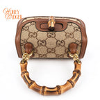 Gucci Bamboo 1947 Mini GG Crystal Canvas 2WAY Handbag Rank A
