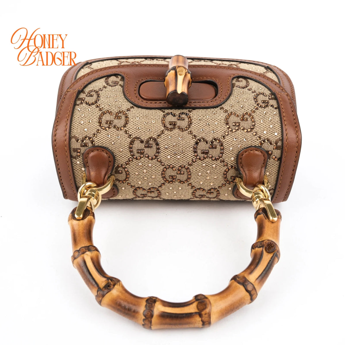 Gucci Bamboo 1947 Mini GG Crystal Canvas 2WAY Handbag Rank A