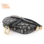Dior Saddle Small Oblique Jacquard Blue Gold Hardware Rank A