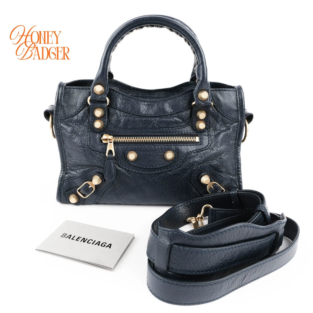 Balenciaga Classic City Mini Navy Gold — Vintage Tokyo