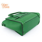 Celine Nano Luggage Bag Drummed Calfskin Green Silver Hardware Rank A