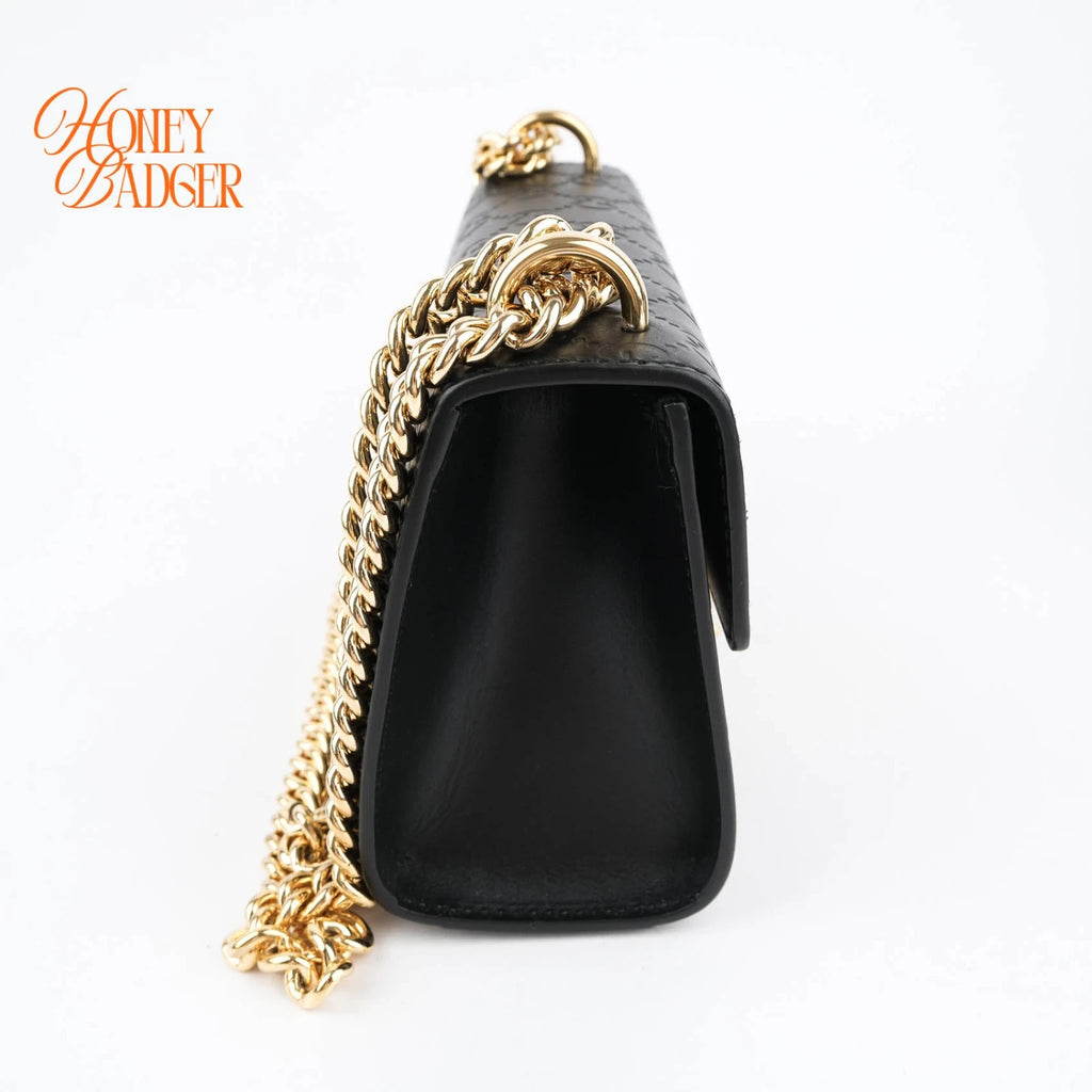 Gucci Padlock GG Signature Black Chain Bag Rank A