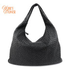 Bottega Veneta Maxi Veneta Hobo Intrecciato Nappa Leather Black Rank AB