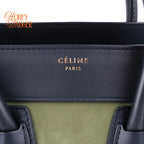 Celine Micro Luggage Tri-Color Suede & Calfskin Navy Green Grey Rank A