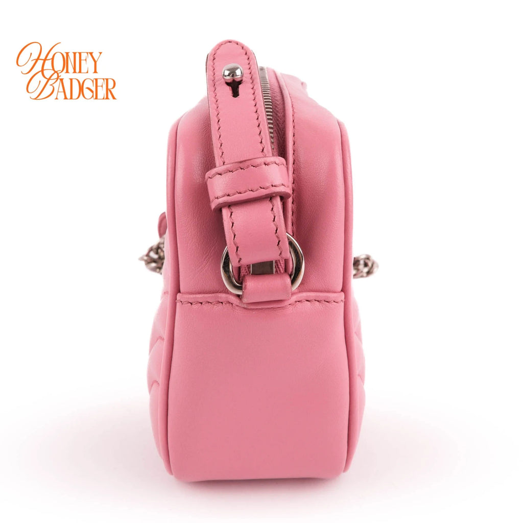 Prada Diagramme Camera Bag Pink Leather Grade A