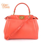 Fendi Peekaboo Mini Smooth Leather Orange Rank A
