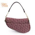 Dior Saddle Medium Oblique Jacquard Burgundy Rank A