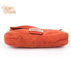 Fendi Baguette Suede Orange Glitter FF Buckle Gold Hardware Rank AB