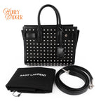 Saint Laurent Sac de Jour Nano Studded Black Leather 2Way Bag M1763 Rank A