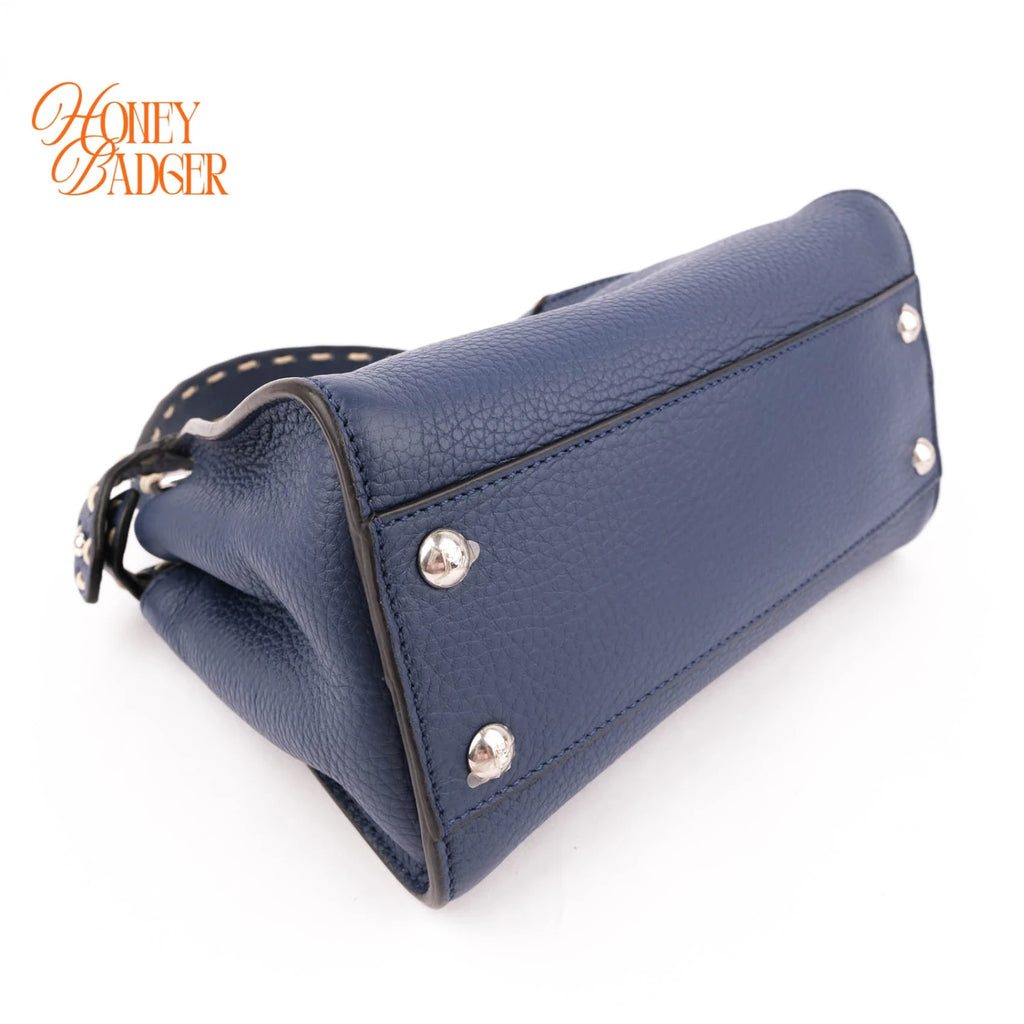 Fendi Peekaboo Mini Selleria Grained Leather Blue Rank A