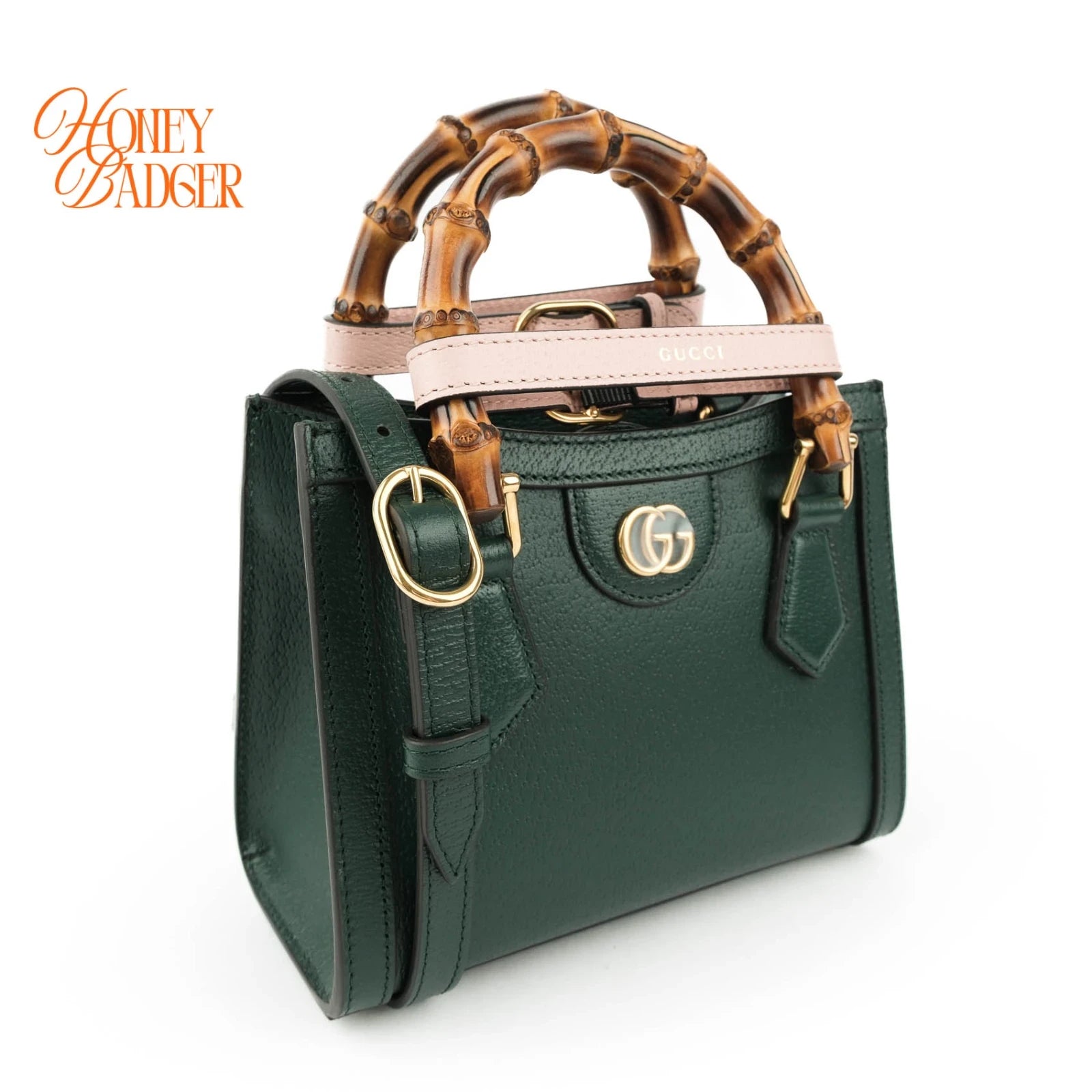 Gucci Diana Mini Tote Bag Green Leather 2WAY Shoulder Bag 702732