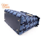 Dior Lady Dior Medium Tweed Navy Blue Silver Hardware Rank A