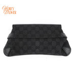 Gucci Horsebit Chain Clutch GG Canvas Black Silver Hardware Rank A