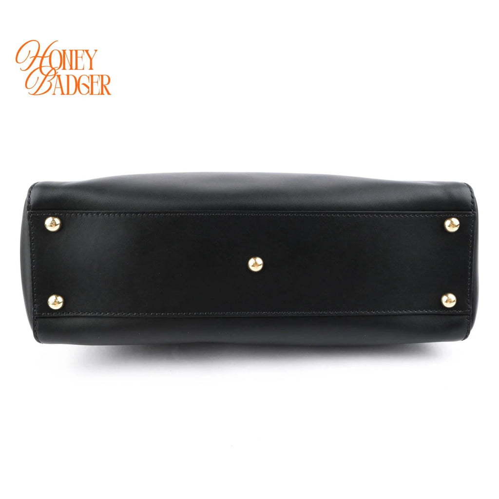 Fendi Peekaboo Regular Smooth Calfskin Black Gold Hardware Rank A