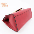 Gucci GG Marmont Small Top Handle Grained Calfskin Red Antique Gold Hardware Rank AB