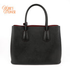 Prada Double Bag Large Saffiano Leather Black/Red Rank AB