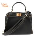 Fendi Peekaboo Iconic Mini Leather Black/Yellow Stitch Rank A
