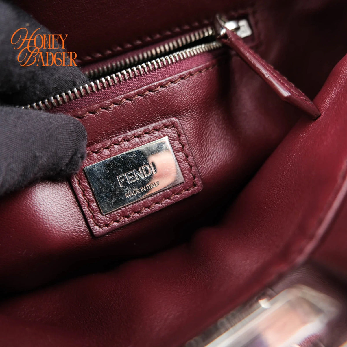 Fendi Peekaboo Iconic Mini Nappa Leather Bordeaux Silver Hardware Rank A