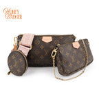 Louis Vuitton Multi Pochette Accessoires in Monogram with pink strap, Grade A condition.
