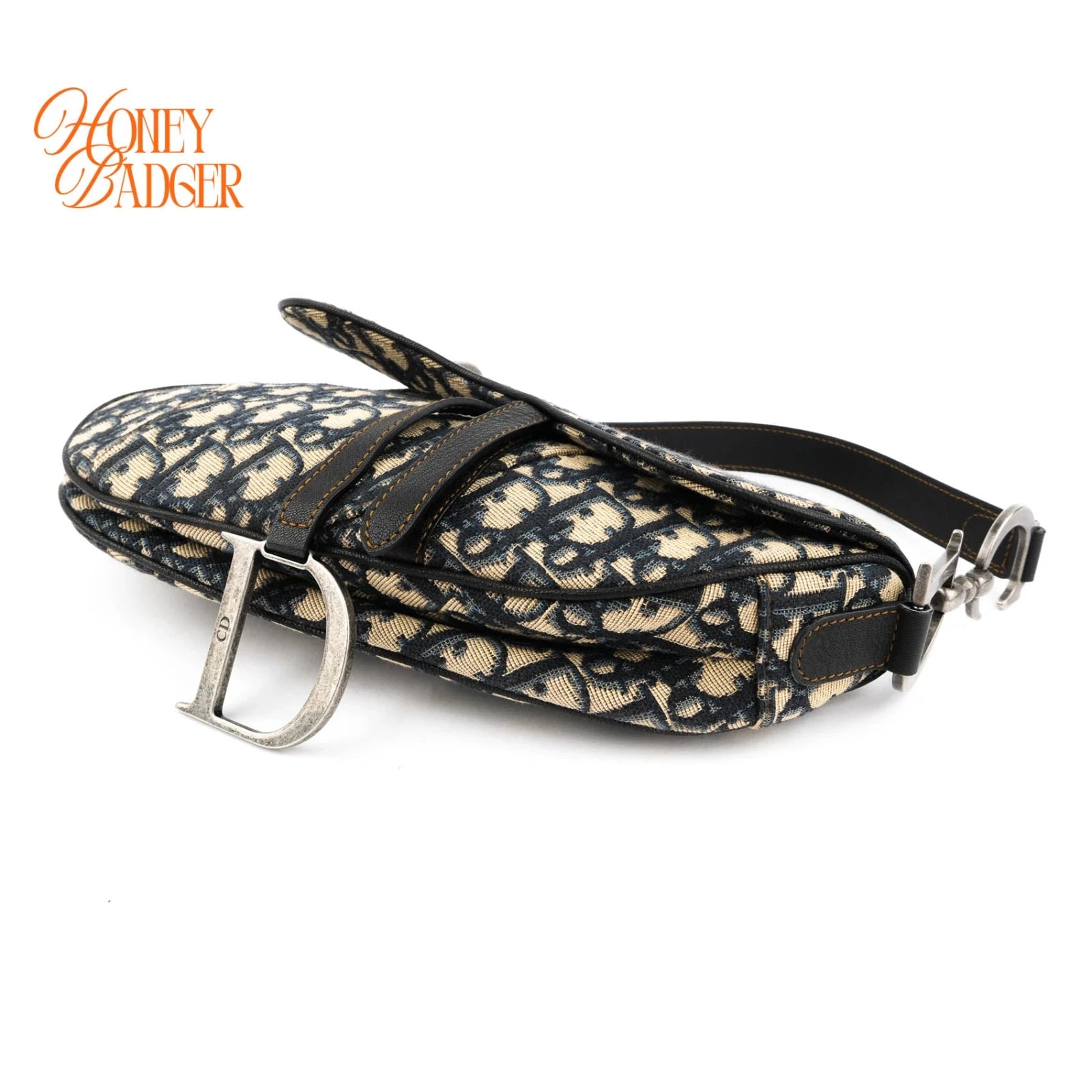 Dior Saddle Medium Oblique Jacquard Blue Silver Hardware Rank A