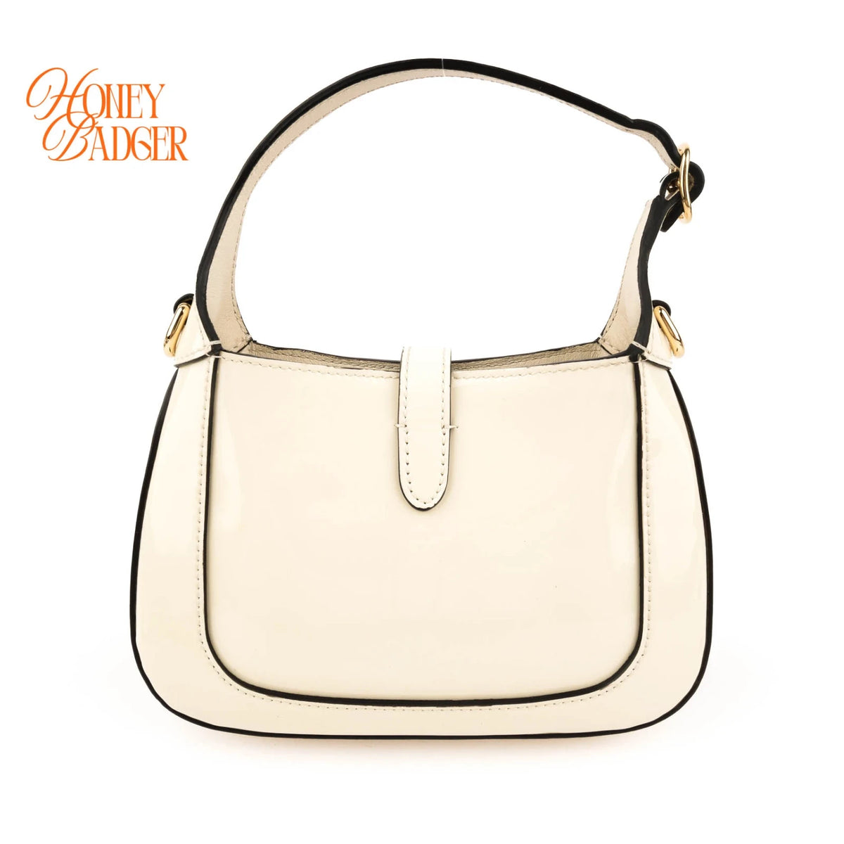 Gucci Jackie 1961 Small Patent Leather White Black Gold Hardware Rank A