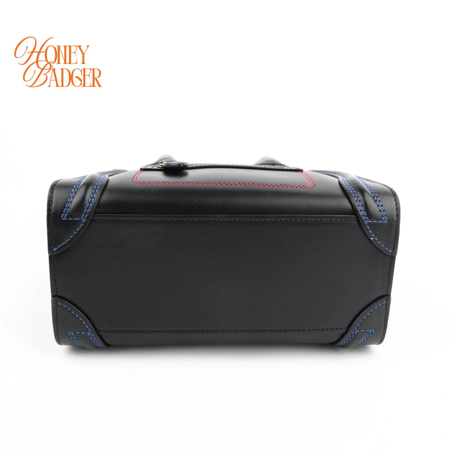 Celine Luggage Nano Black Smooth Leather Multicolor Stitch Rank A
