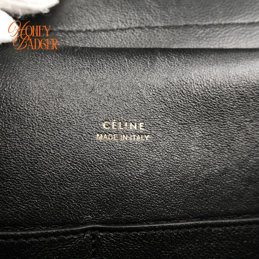 Celine Belt Bag Mini Striped Cotton Canvas Black Calfskin Gold Hardware Rank AB