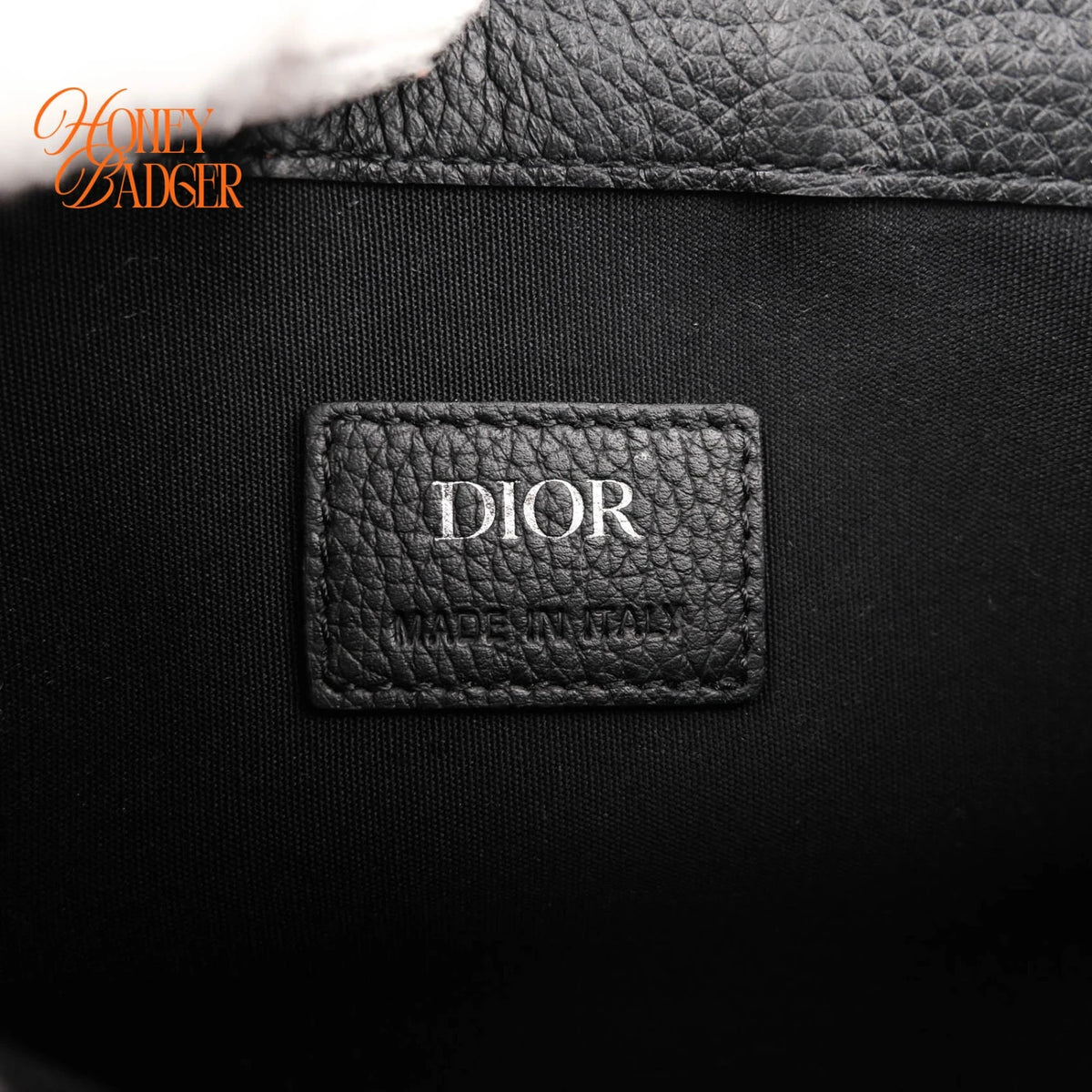 Dior Saddle Pouch Grained Calfskin Black Silver Hardware Rank A