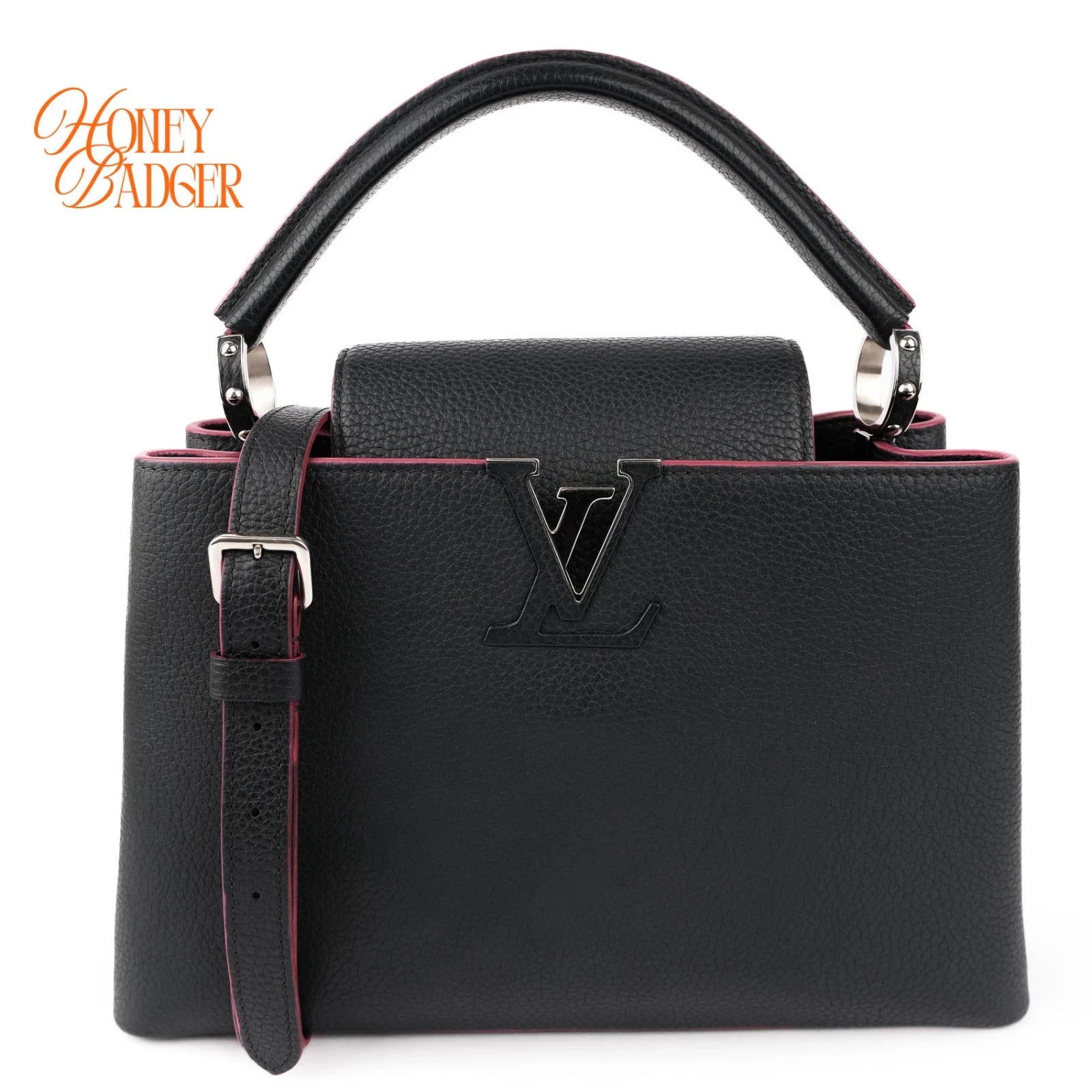Louis Vuitton Capucines BB Taurillon Leather Navy Pink Edge Rank A