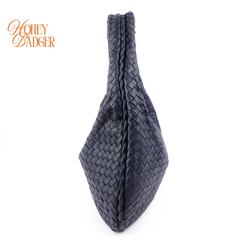 Bottega Veneta Large Veneta Hobo Intrecciato Nappa Navy Rank A