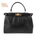 Fendi Peekaboo Regular Smooth Calfskin Black Gold Hardware Rank A