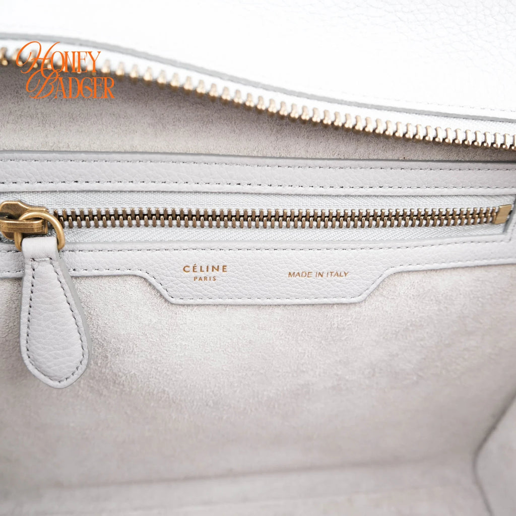 Celine Luggage Micro Drummed Calfskin Blue Grey Gold Hardware Rank A