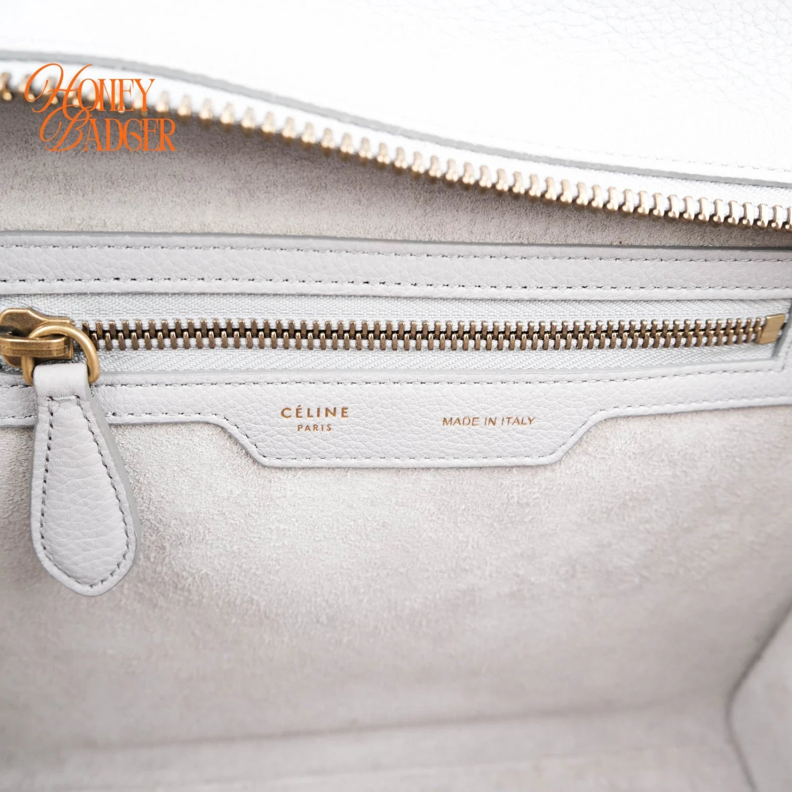 Celine Luggage Micro Drummed Calfskin Blue Grey Gold Hardware Rank A