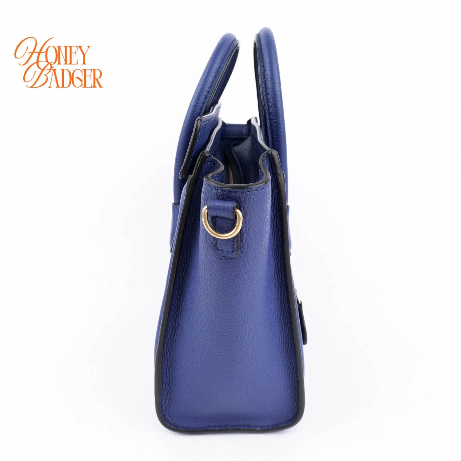 Celine Luggage Nano Drummed Calfskin Blue Rank A
