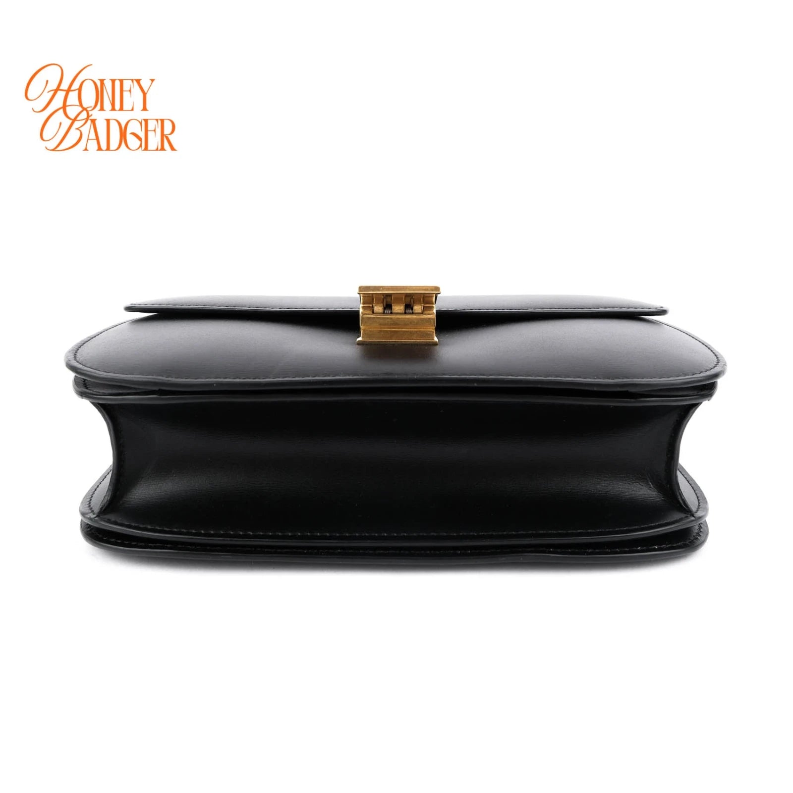 Celine Classic Box Medium Leather Black Gold Hardware Rank A