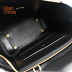 Celine Belt Bag Mini Striped Cotton Canvas Black Calfskin Gold Hardware Rank AB