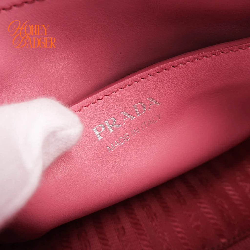 Prada Diagramme Camera Bag Pink Leather Grade A