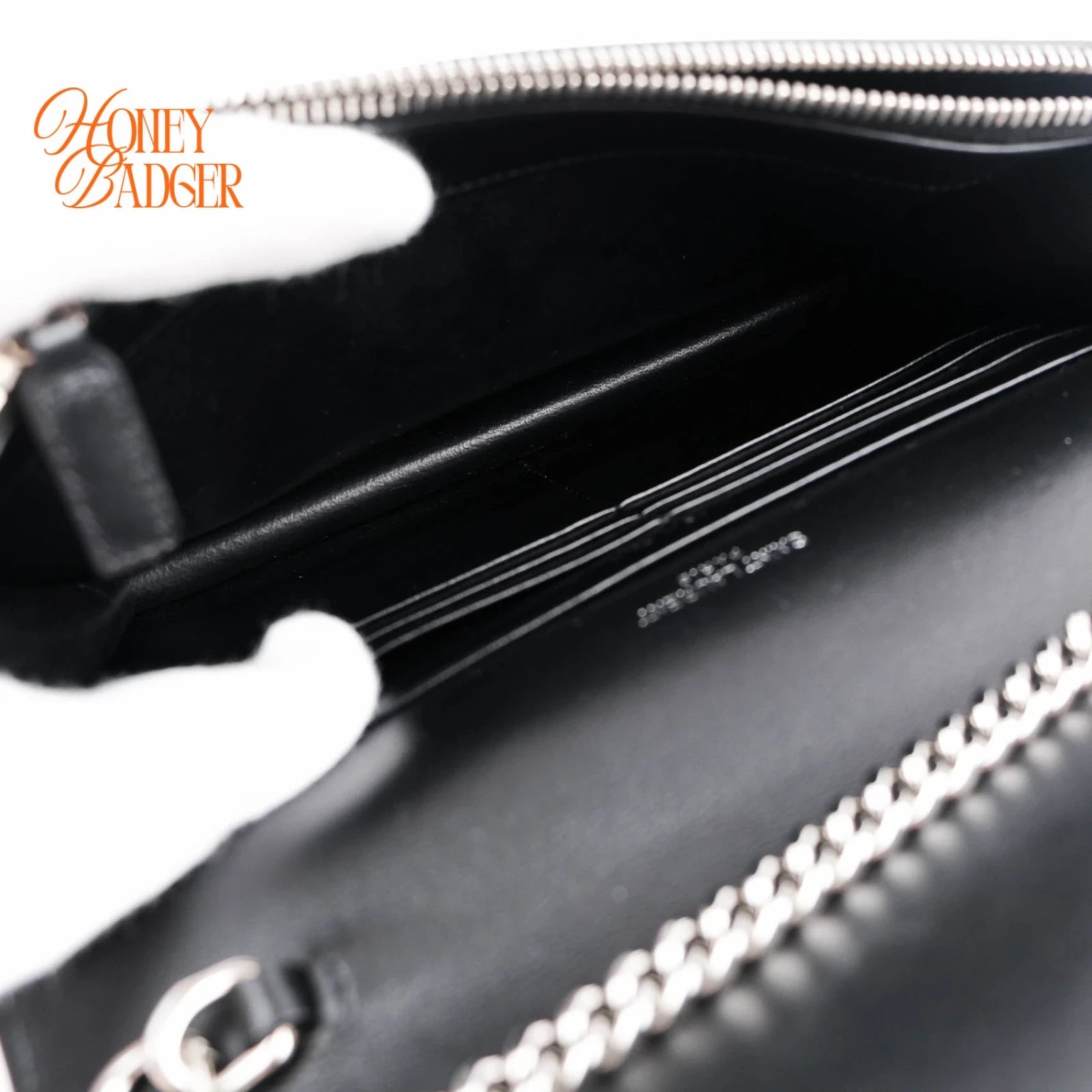 Saint Laurent Kate Small Tassel Chain Shoulder Bag Black Leather with Silver Star Print
