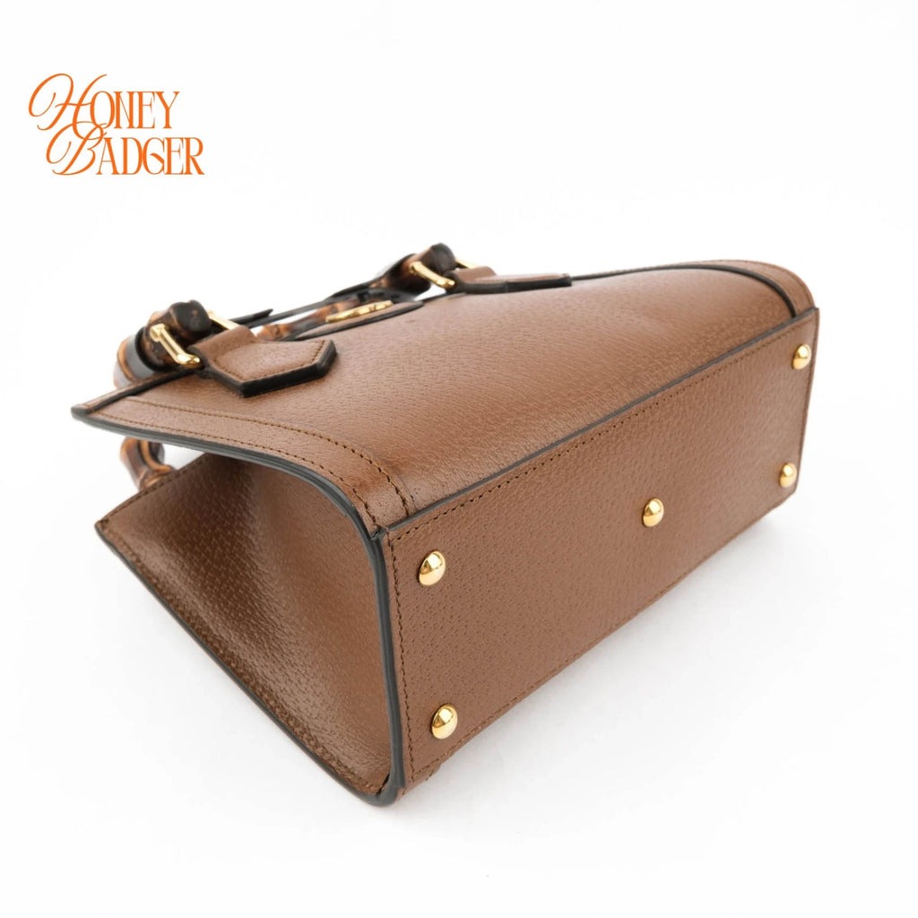 Gucci Diana Mini Leather Brown Rank S