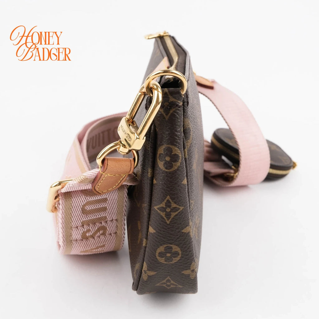 Louis Vuitton Multi Pochette Accessoires in Monogram with pink strap, Grade A condition.
