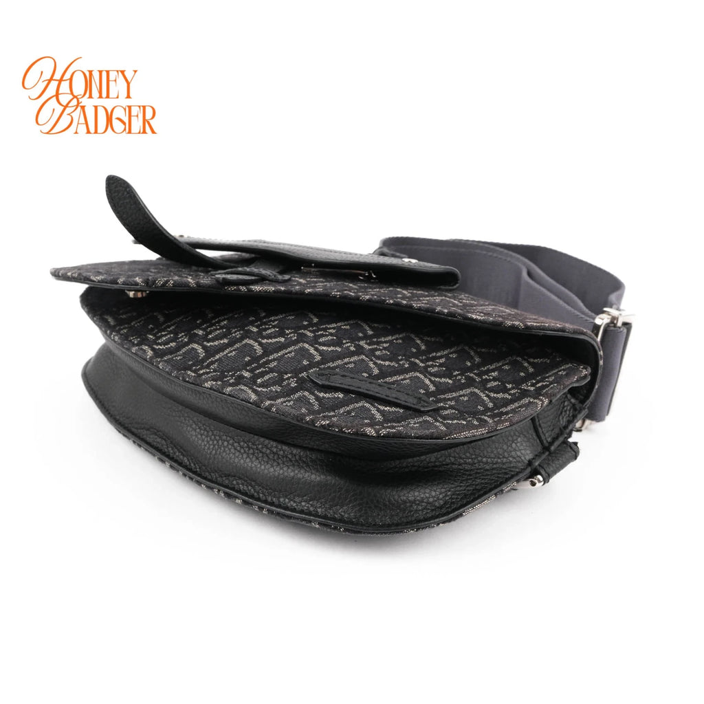 Dior Saddle Slim Pouch Oblique Jacquard Black Navy White 2WAY Bag